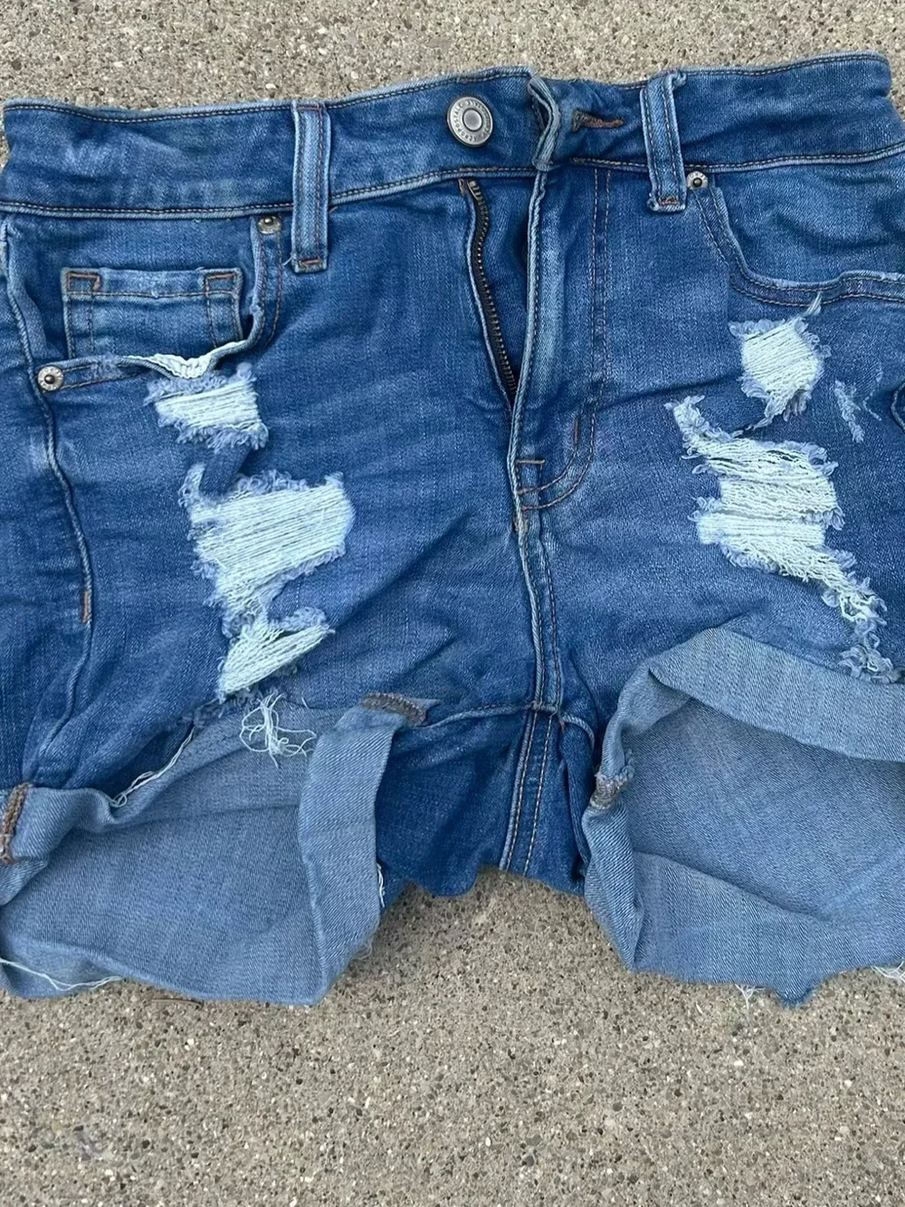 Blue Distressed Denim Shorts - Kids